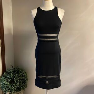 BEBE bodycon cocktail party dress mesh stations sleeveless black zippered size S
